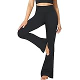 FuelMeFoot Flared Yogahose Damen Leggings High Waist Schlaghose Blickdicht Leggins Bootcut Jogginghose Jazzpants mit Bauchkontrolle Fitness. 1 Pack-01-Schwarz L