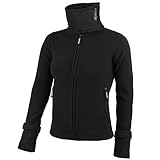 ALPIDEX Damen Fleecejacke Hoher Stehkragen Daumenlöcher Tailierte Winter Fleece Jacke Antipilling Warm Weich Full Zip Fleecepullover Microfleece Wandern Outdoor, Größe:XXL, Farbe:black