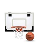 SKLZ Pro Mini-Basketballkorb, transparente, bruchsichere Rückwand, rückfedernde Kante, robustes Netz und 12,7 cm Ball, gepolsterte Türhalterungen zum Aufschieben, für Büro, Wohnheim, 45,7 x 30,5 cm