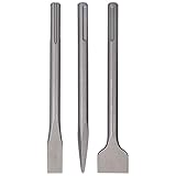 Bonbela 3-teiliges Meißel-Set aus Kohlenstoffstahl, Flachmeißel für Betonfliesen mit Rutschfestem Griff für Elektrische Bohrmaschinen (MAX (fünf Gruben))