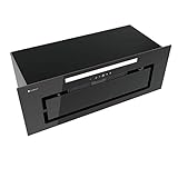 GLOBALO Dunstabzugshaube, Einbauhaube für Küche, Flachlüfter, mit Beleuchtung, Einbaubreite 80 cm, 4 Leistungsstufen, Gehärtetes Glas und Lackierter Stahl, Loteo 80.4 Black, Schwarz