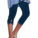 Palazzo-Hose für Damen, enge Leggings, Yoga, kurze Hose, navy, 3XL