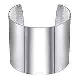 FOCALOOK Armspange Edelstahl Armband Damen Bangles 60mm breit offener Armreif Charm Armband Oberarmreif Dupes Schmuck