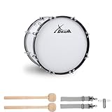 XDrum MBD-218 Marsch Bass Trommel, Fußball Pauke 18' x 12' (6,5 kg, 4 Ösen, Spannschrauben, inkl. Paar Schlägel, Tragegurte, Stimmschlüssel) weiß