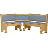 Polster Eckbank Kiefer Holz, Alder Farbe mit Polsterung Grau MASSIVHOLZ NEU Grau Hell (100 x 160)