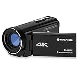 Agfa Photo Realimove CC4000W - Wasserdichter 4K-Camcorder mit 3-Zoll-Touchscreen, 18-facher Digitalzoom, Video 2.7K, Foto 24 MP, LED, Lithiumbatterie - Schwarz