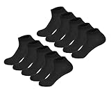 10 Paar Kinder Sneaker Socken Jungen & Mädchen Füßlinge Freizeit Sport schwarz 31-34