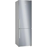Siemens KG39NAIAT Stand-Kühl-Gefrier-Kombination iQ500, freistehende Kühlkombination mit Gefrierbereich unten 203x60 cm, 260L Kühlen, 103L Gefrieren, NoFrost, hyperFresh, bottleCooler, Edelstahl