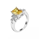 KnSam Weißgold Au750 Solitärring, Citrin Empfindlich Trauringe Gelb, 18K Partnerringe Echte Goldschmuck, Gr.60 (19.1)