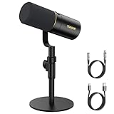 TONOR USB/XLR Dynamisches Mikrofon, PC Computer Gaming Gesangs Studio Microphone mit Desktop-Ständer für Podcast-Aufnahmen, YouTube, Musik-Streaming, mit Mute Button 3,5-mm-Kopfhörerbuchse TD520