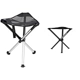 Walkstool - Modell Comfort - Schwarz und Silber & Modell Basic - Schwarz - 3-Beiniger Klapphocker aus Aluminium - Sitzhöhe 50 cm - Klapphocker Faltbar, Belastbar mit 150 kg - Hergestellt in Schweden