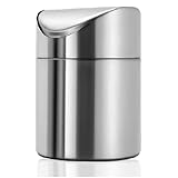 Papierkorb Desktop Mini Mülleimer Edelstahl Tischabfalleimer Schwingdeckeleimer Kosmetikeimer Tischmülleimer mit Deckel, fur Automobil Getränkehalter