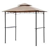 Sekey Grill Pavillon 2.45 x 1.50m, Wasserdicht Gartenlauben Gartenzelt Partyzelt für Garten/Partys/Picknick/BBQ´s, UV-Schutz 50+, Taupe