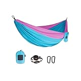 Camping-Hängematte – 299 kg Kapazität, doppelte Größen mit Baumgurten und befestigter Tragetasche, tragbare, langlebige Hängematte für Reisen/Rucksackreisen/Strand/Hinterhof (C)