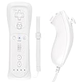 Funmo Set of 2 Wii Controller Remote with Nunchuck Wii Controller,Retro Wii Remote Controller und Nunchuck Controller kompatibel mit Wii/Wii U, inklusive Silikonhülle und Handgelenkband(White)