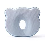 Jxuzh Baby Kissen Baumwolle Babykopfkissen Neugeborene Memory Foam Reisekissen Weiches Nackenschutz Kinderkissen Babykissen Gegen Plattkopf Baby Geschenk für 0-12 Monate Kinder Bett Schlafen Blau