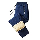 Generisch Thermohose Herren Winter Gefüttert Fleecehose Verdickte Wasserdicht Jogginghose Lässige Outdoor Hosen Unisex Farbblock Trainingshose Baumwolle Sporthose Mit Kordelzug Elastisch