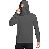 Sun Hoodie Herren UV-Schutz Langarm T-Shirt mit Maske und Daumenloch Sommer UPF 50+ Kapuzenpullover Sonnenschutz Kapuzenshirt Langarmshirt Schnelltrocknend Funktionsshirt Atmungsaktives Rashguard
