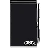 amassan Kleines Notizbuch aus Metall, Mini-Notizblock, kleiner Taschen-Notizblock aus Aluminium mit Mini-Metallstift und 60-Seiten-Blättern - Notizbücher Notizblöcke (Black)