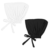Tyqour 2 Stück Hijab Kopftuch Damen Turban Hijab Undercap Elastische Untertuch Bonnet Kopftücher Atmungsaktive Kopftücher Undercap für Damen Frauen Schwarz Weiß
