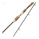 Angelrute, tragbar, 2,1 m Spinnrute, schnelle Köderrute, 10–25 g, Kohlefaser, Holzgriff, Forelle, Karpfenrute, Angelruten (Größe: Spinning_1,8–2,1 m)