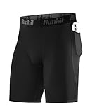 Runhit Herren-Kompressionsshorts mit Taschen – 22,9 cm Performance Athletic Shorts für Workouts Sport Laufen Spandex Shorts, Schwarz, Mittel