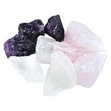 Aitsite Wassersteine für Trinkwasser | Edelsteine Heilsteine Set | 100% Naturkristall Rohsteine | Chakra-Stein-Set | Amethyst + Rosenquarz + Bergkristall 2-3CM