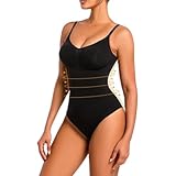 MELARQT Shapewear Damen Body, Miederbody Stark Formend, Bauchweg Body Shaper Damen, Bodysuit Women, Stringbody mit Verstellbarer Schultergurt und Atmungsaktiven Materialien, Bequemer Formende Bodys-S