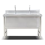 SAQECANU Gewerbliche Spülbecken mit Wasserhahn,Free Standing Utility Sink,küche waschbecken für Außen, Innen, Küche, Restaurant (39.3X27.5X31.4)