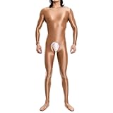 Generisch Ganzkörperanzug Herren Öl Body Cut Out Bodysuit Einfarbig Jumpuit Overall Eng Stretch Unterhemd Erotische Nachtwäsche Playsuit Einteiler Offen Catsuit Dünne Transparent Bodycon