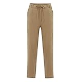 Herren Freizeithose Comfort Weich Hose Atmungsaktiv Casual Sommer Leinenhose Leicht Bequem Lange Weitem Bein Strandhose Hautfreundlich Kordelzug Yogahose mit Taschen S-2XL