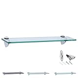 Rapid Teck Glas Wandregal Klarglas transparent 70cm x 10cm - Glasregal mit 8mm ESG Sicherheitsglas - Glasregal perfekt als Badablage Glasablage für Badezimmer - Verschiedene Größen wählbar