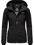 MARIKOO leicht gefütterte Damen Übergangsjacke kurz Outdoor-Jacke mit Jersey-Innenfutter und großer Kapuze Brombeere Black Gr. XL