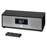 MEDION P66400 Stereoanlage (Internetradio, DAB+, CD/MP3-Player, Spotify Connect, Amazon Music, PLL UKW Radio, USB, AUX, Kompaktanlage, Subwoofer Weckfunktion, Sleep Einschlafautomatik) Silber