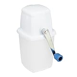 Relaxdays Eiscrusher, manuelle Eismühle, mit Handkurbel, Barzubehör, Crushed Ice für Cocktails, Longdrinks, weiß/blau