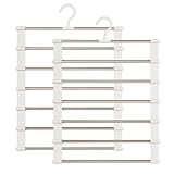Zwpontia Hosenbügel, 6 Ebenen, faltbarer Organizer, rutschfester Kleiderbügel, für Kleidung, Jeans, Schals, Hosen, Röcke, Schrank, Schlafzimmer, Wohnheim