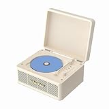 WhatPlus Tragbarer CD-Player mit Bluetooth 5.2, wiederaufladbarem Akku & eingebauten Lautsprechern - Hi-Fi Retro Koffer-Design für Wohnkultur, AUX/TF-Kartenunterstützung - Ideales Geschenk (Vintage