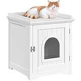Yaheetech katzenklo Schrank, katzentoilette, Katzenhaus mit Einzeltür, Katzenhöhle, großer Stauraum, Katzenkommode, 48 x 53 x 57,5 cm, weiß