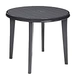 JARDIN 221062 Lisa Tisch rund Vollkunststoff graphit, 90 cm