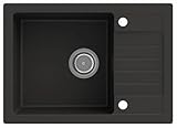 LINDBERGH® Küchen Granit-Spüle Schwarz 'SIM44' mit Siphon, Verbundstoffe Made in Germany, Spülen Küche Matt Küchenspüle Spülbecken Kitchen Waschbecken Sinks Einbauspüle, inkl. Imprägnierung