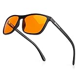 Bloomoak-99% Blaulicht-blockierende Brille-Gaming-Brille-blendfrei-Anti-Ermüdung-geeignet für Bildschirme, Fernseher (Orange–99%–Rechteckig Mattschwarz, Orange - Night)