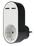 as - Schwabe 18611 Profi-Überspannungsschutz-Adapter Flash, Steckdose mit Schutz vor Überspannung, 230 V, Weiß/Schwarz