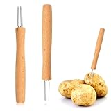 2 Pcs Pellkartoffel Gabel, Pellkartoffelgabel Edelstahl Kunststoffgriff, Halter für Pellkartoffel oder Maiskolben mit 3 Zinken, Perfekt als Spieß für Pellkartoffel oder Maiskolben-Halter