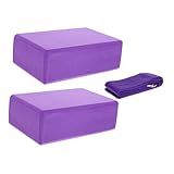 TOKIDNY 3Stücke Teiliges Yoga Block Set mit Riemen Rutschfeste Schaumstoffsteine für Übungen Stretching und Meditation Tragbar Leichter Kompaktes Design