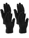 MELLIEX 2 Paar Damen Fingerlose Handschuhe, Winter Armstulpen Handschuhe Fingerlos Warm Plüsch Gestrickte Kurze Fäustlinge für Damen Mädchen - Schwarz