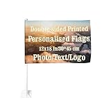 Personalisierte Autofahnen 12X18 Zoll - Individuelles Autobanner Mit Ihrem Foto/Logo/Text, Nur Fahne, Individuelle Doppelseitige Fahne Für Autofenster, Campingfahne, Hofschild, Individuell Ihr Desig