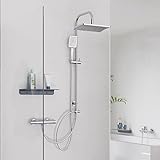 Schütte Duschset MALLORCA Duschsäule mit großer Regendusche, Handbrause mit 3 Strahlarten, Duschsystem ohne Armatur, Chrom