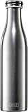 Lurch 240964 Isolierflasche/Thermoflasche für heiße und kalte Getränke aus doppelwandigem, gesandstrahltem Edelstahl 0,75l, Silber