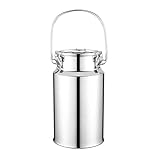 3-15L Milchkanne, 201 Edelstahl Metall Wasser Getränk Getränkespender Milcheimer Isolierkanne Mit Versiegeltem Deckel Für Milch Wein Öl, Silber,3L