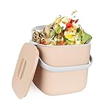 ASelected Küchenabfälle Kompost Caddy Mülleimer Aufsatzeimer 6,5L für Lebensmittelabfälle Recycling Kunststoffbehälter mit herausnehmbarem Filter-Inneneimer mit Deckel und Griff Heller Kaffee